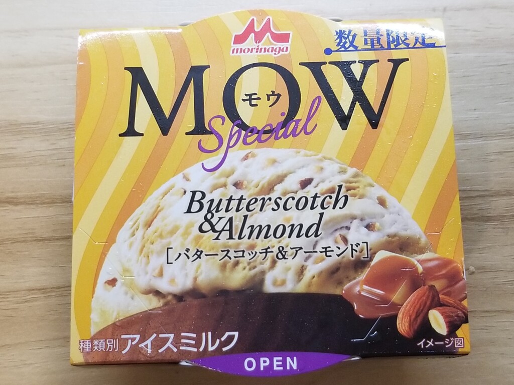 森永　MOW　スペシャル　バタースコッチ＆アーモンド 